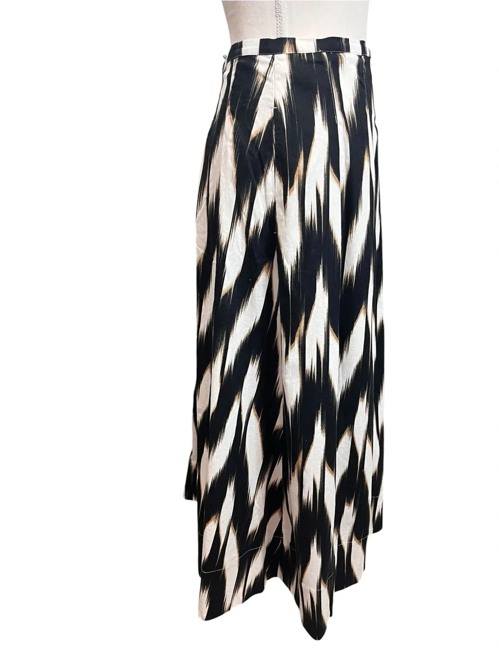 Banana Republic Linen Blend Pleated Ikat Print Midi Skirt Size 14 NWOT
